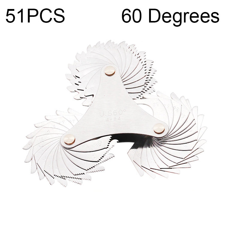 51 ชิ้น US สกรูใบมีด 60 องศา CR สแตนเลสสตีลเกจ, 51 PCS Thread Gauge