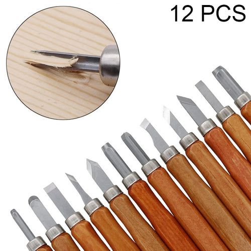 12 in 1 ไม้แกะสลักมีด Basic Woodcut ทำงาน Handmade แสตมป์ยางเครื่องมือ, Chisels Knife