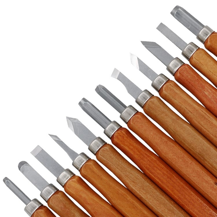 12 in 1 ไม้แกะสลักมีด Basic Woodcut ทำงาน Handmade แสตมป์ยางเครื่องมือ, Chisels Knife