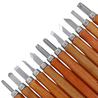 12 in 1 ไม้แกะสลักมีด Basic Woodcut ทำงาน Handmade แสตมป์ยางเครื่องมือ, Chisels Knife