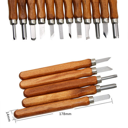 12 in 1 ไม้แกะสลักมีด Basic Woodcut ทำงาน Handmade แสตมป์ยางเครื่องมือ, Chisels Knife