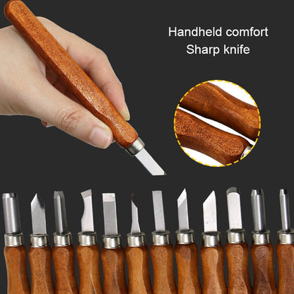 12 in 1 ไม้แกะสลักมีด Basic Woodcut ทำงาน Handmade แสตมป์ยางเครื่องมือ, Chisels Knife