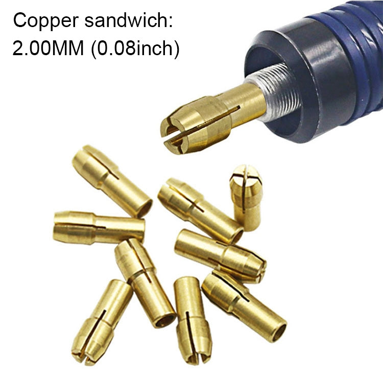 10 PCS Three-Claw ทองแดง CLAMP NUT สำหรับไฟฟ้า Mill อุปกรณ์,เส้นผ่าศูนย์กลางเจาะ: 2.0 มม, Bore diameter: 2.0mm