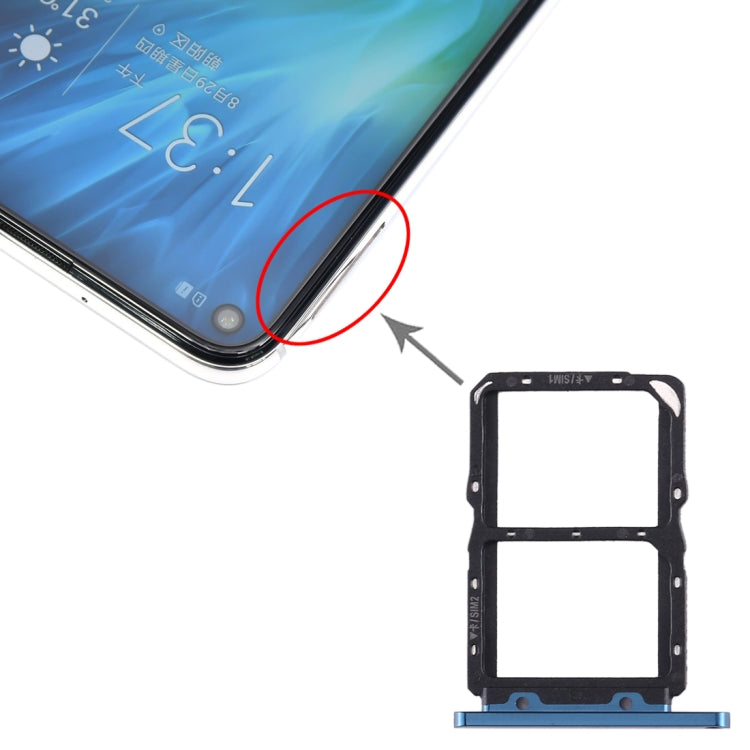 ถาดซิมการ์ด + ถาดซิมการ์ดสำหรับ Huawei Honor 20S, For Huawei Honor 20S, For Huawei Honor 20S (Dark Blue)