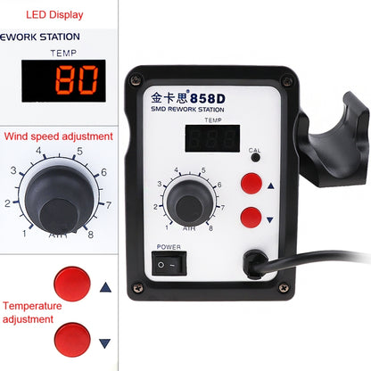 Kaisi K-858D สถานีบัดกรีอากาศร้อน SMD LED จอแสดงผลดิจิตอลรองรับอุณหภูมิที่ควบคุมได้สำหรับหัวฉีด Desoldering + Air, ปลั๊ก EU, K-858D, EU Plug, K-858D, US Plug