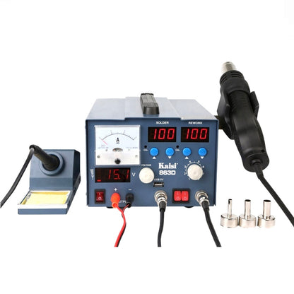 Kaisi K-863D 3 ใน 1 Hot Air Gun สถานีบัดกรี SMD Rework Station พร้อม 3A แหล่งจ่ายไฟ DC สำหรับโทรศัพท์ PCB เชื่อมเครื่องซ่อม, US Plug, K-863D, US Plug, K-863D, EU Plug