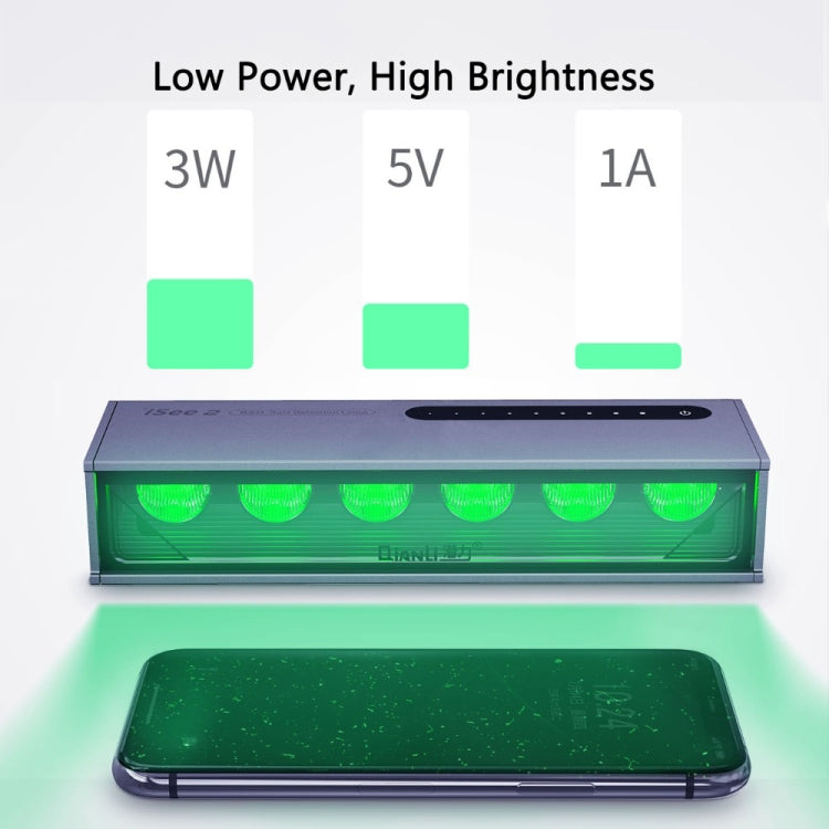 QIANLI iSee 2 ซ่อมหน้าจอ LCD การตรวจสอบฝุ่นลายนิ้วมือโคมไฟตรวจจับรอยขีดข่วนแหล่งกำเนิดแสงสีเขียวปกป้องดวงตา, QIANLI iSee