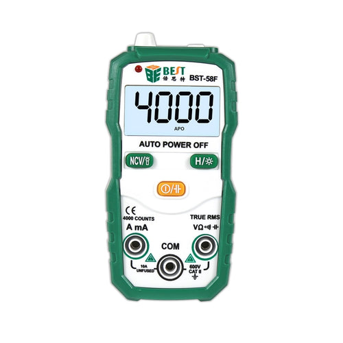 BEST BST-58F มัลติมิเตอร์แบบอัตโนมัติเต็มรูปแบบโดยไม่มี Shift การระบุอัจฉริยะมัลติมิเตอร์แบบดิจิตอลในครัวเรือนเครื่องมือไฟฟ้าขนาดเล็ก