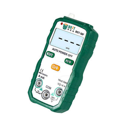 BEST BST-58F มัลติมิเตอร์แบบอัตโนมัติเต็มรูปแบบโดยไม่มี Shift การระบุอัจฉริยะมัลติมิเตอร์แบบดิจิตอลในครัวเรือนเครื่องมือไฟฟ้าขนาดเล็ก