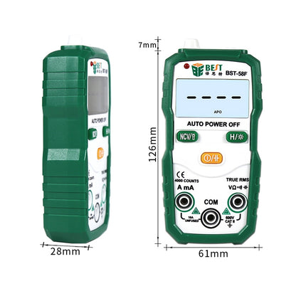 BEST BST-58F มัลติมิเตอร์แบบอัตโนมัติเต็มรูปแบบโดยไม่มี Shift การระบุอัจฉริยะมัลติมิเตอร์แบบดิจิตอลในครัวเรือนเครื่องมือไฟฟ้าขนาดเล็ก