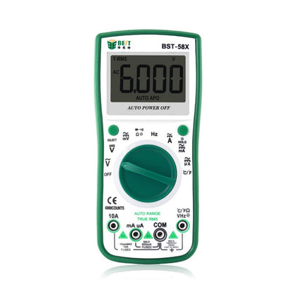 BEST BST-58X มัลติมิเตอร์แบบดิจิตอลมัลติฟังก์ชั่นช่วงอัตโนมัติสี่ตำแหน่งกึ่งจอแสดงผลแบ็คไลท์อัจฉริยะป้องกันการเผาไหม้