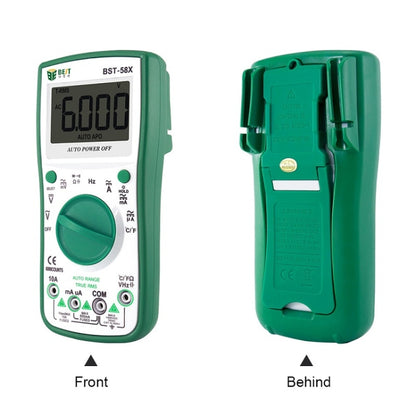 BEST BST-58X มัลติมิเตอร์แบบดิจิตอลมัลติฟังก์ชั่นช่วงอัตโนมัติสี่ตำแหน่งกึ่งจอแสดงผลแบ็คไลท์อัจฉริยะป้องกันการเผาไหม้