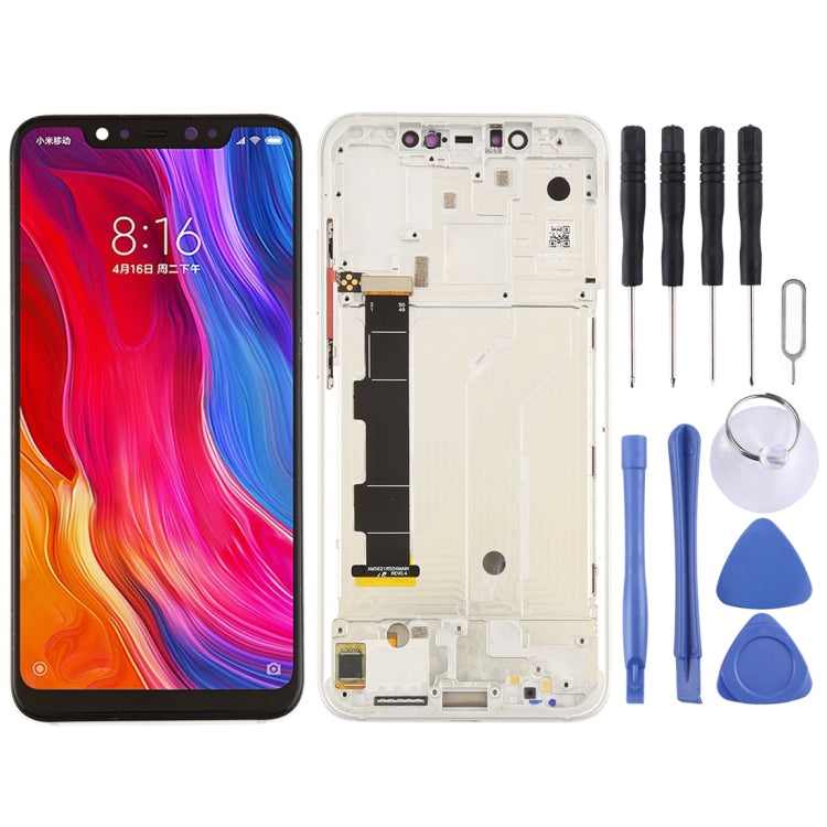 หน้าจอแอลซีดีและชุดประกอบDigitizerพร้อมกรอบและปุ่มด้านข้างสำหรับ Xiaomi Mi 8, For Xiaomi Mi 8, For Mi 8 (Rose Gold)