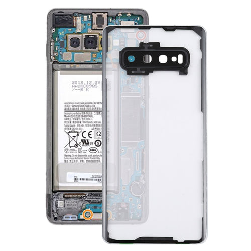 สำหรับ Samsung Galaxy S10 + SM-G9750 G975F ฝาหลังแบตเตอรี่โปร่งใสพร้อมฝาครอบเลนส์กล้อง, For Galaxy S10+