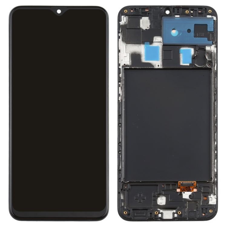 หน้าจอ LCD วัสดุ Super AMOLED ดั้งเดิมและชุดประกอบDigitizerพร้อมกรอบสำหรับGalaxy A20, For Samsung Galaxy A20 (Super AMOLED)