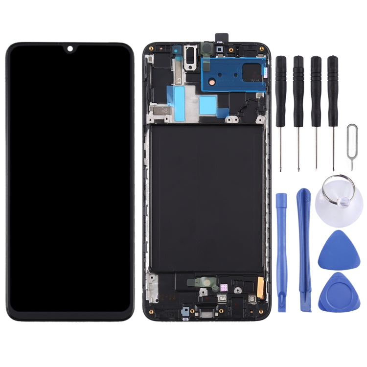 หน้าจอ LCD วัสดุ Super AMOLED ดั้งเดิมและชุดประกอบDigitizerพร้อมกรอบสำหรับGalaxy A70, For Samsung Galaxy A70 (Super AMOLED)