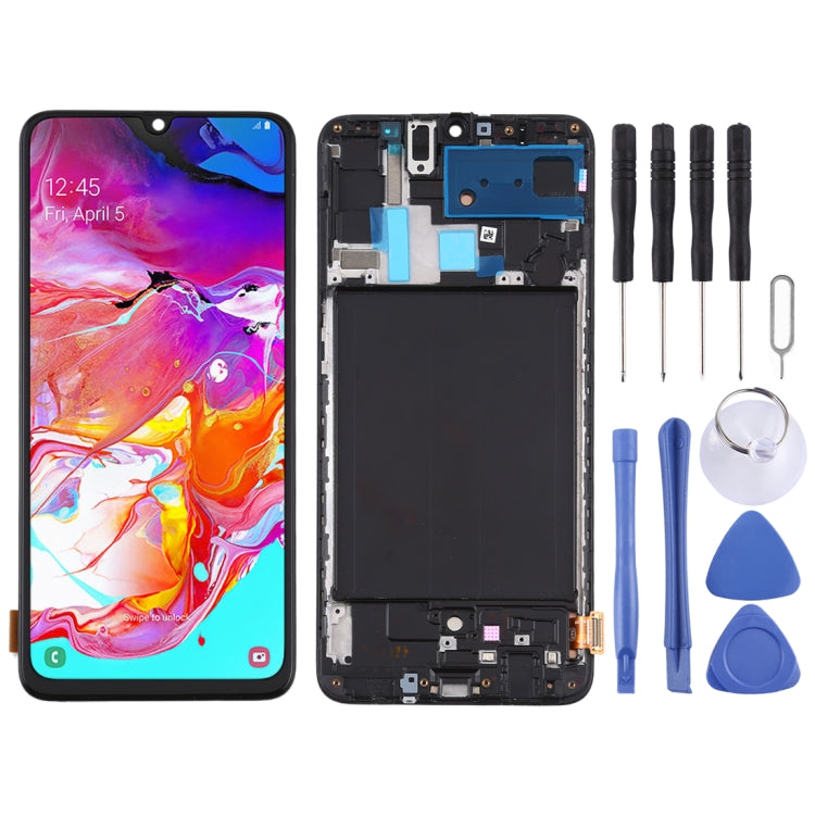 หน้าจอแอลซีดีวัสดุ TFT และชุดประกอบDigitizerพร้อมกรอบสำหรับSamsung Galaxy A70 (ไม่รองรับการระบุลายนิ้วมือ), For Samsung Galaxy A70