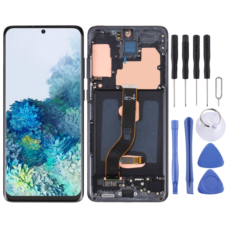 หน้าจอ LCD ต้นฉบับและชุดประกอบDigitizerพร้อมกรอบสำหรับSamsung Galaxy S20 + 5G SM-G986B/G985, For Samsung Galaxy S20+ 5G, For Samsung Galaxy S20+ 5G(Dark Blue)