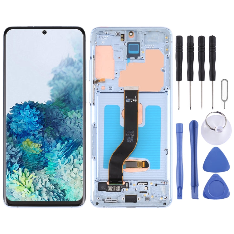 หน้าจอ LCD ต้นฉบับและชุดประกอบDigitizerพร้อมกรอบสำหรับSamsung Galaxy S20 + 5G SM-G986B/G985, For Samsung Galaxy S20+ 5G, For Samsung Galaxy S20+ 5G(Dark Blue)
