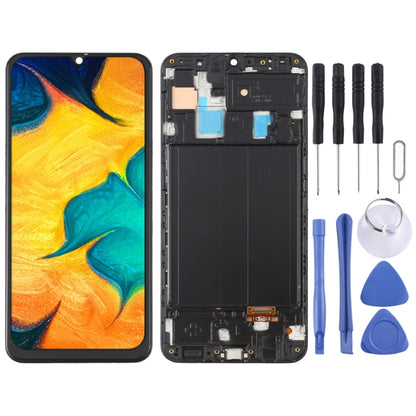 วัสดุ OLED หน้าจอแอลซีดีและชุดประกอบDigitizerพร้อมกรอบสำหรับSamsung Galaxy A30 SM-A305, For Samsung Galaxy A30 (6.36 inch OLED)
