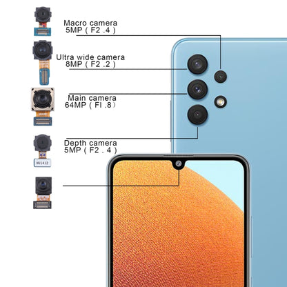 สำหรับ Samsung Galaxy A32 SM-A325 ชุดกล้องเดิม (ความลึก + มาโคร + กว้าง + กล้องหลัก + กล้องหน้า), For Samsung Galaxy A32 (Original)