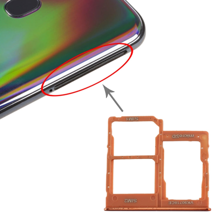 สำหรับ Galaxy A40 ถาดซิมการ์ด + ถาดซิมการ์ด + ถาดการ์ด Micro SD, For Samsung Galaxy A40 (Dark Blue), For Samsung Galaxy A40, For Galaxy A40, For Galaxy A40(Red)