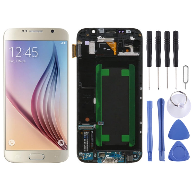 หน้าจอ LCD ต้นฉบับและชุดประกอบ Digitizer พร้อมกรอบสำหรับ Samsung Galaxy S6 SM-G920F, For Samsung Galaxy S6