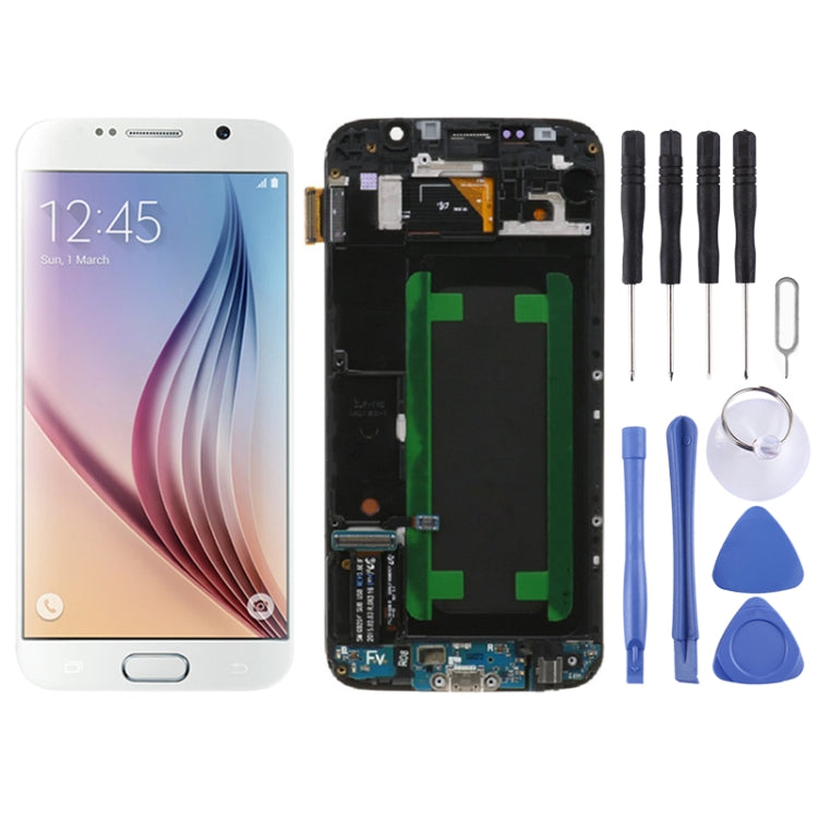 หน้าจอ LCD ต้นฉบับและชุดประกอบ Digitizer พร้อมกรอบสำหรับ Samsung Galaxy S6 SM-G920F, For Samsung Galaxy S6