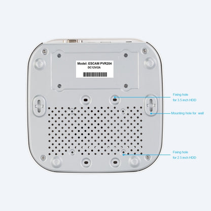 ESCAM PVR204 1080P 4CH+2CH ONVIF NVR เครื่องบันทึกวิดีโอดิจิตอลพร้อม 2CH Cloud Channel สำหรับระบบกล้อง IP, PVR204