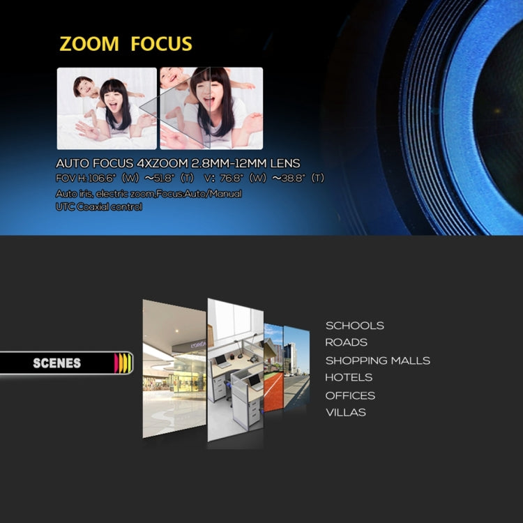 TV-655H5/A AF ออโต้โฟกัส 4X ซูม 5.0MP AHD/TVI/CVI/CVBS อนาล็อกในร่มกลางแจ้งความปลอดภัย IP66 กันน้ำกล้อง IR เฝ้าระวัง, 42 LED 20 เมตร IR ระยะทาง, TV-655H5/A AF