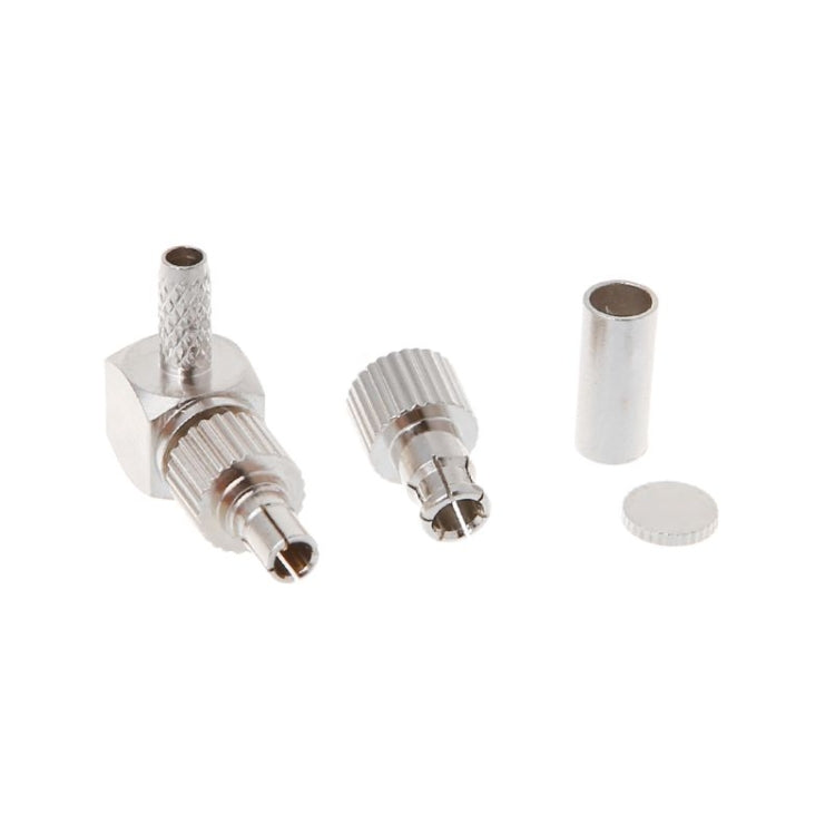2 in 1 TS9 / CRC9 มุมขวาชาย RF เชื่อมต่อการ์ดโคแอกเซียลสำหรับ RG174 / 178 / 316 LMR100