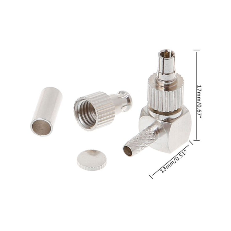 2 in 1 TS9 / CRC9 มุมขวาชาย RF เชื่อมต่อการ์ดโคแอกเซียลสำหรับ RG174 / 178 / 316 LMR100