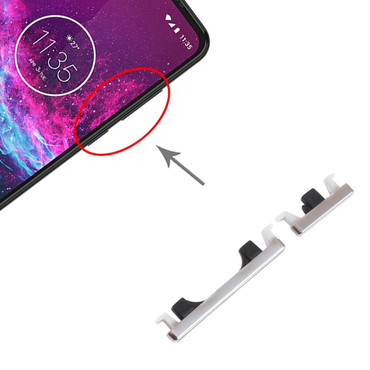 ปุ่มเปิดปิดและปุ่มควบคุมระดับเสียงสำหรับ Motorola Moto One Action XT2013-1 XT2013-2 XT2013-4, For Motorola Moto One Action(Silver)