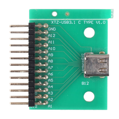 สองด้านบวกและลบประเภท C หญิงทดสอบบอร์ด USB 3.1 พร้อมขั้วต่อ PCB 24P หญิง, Type C Female