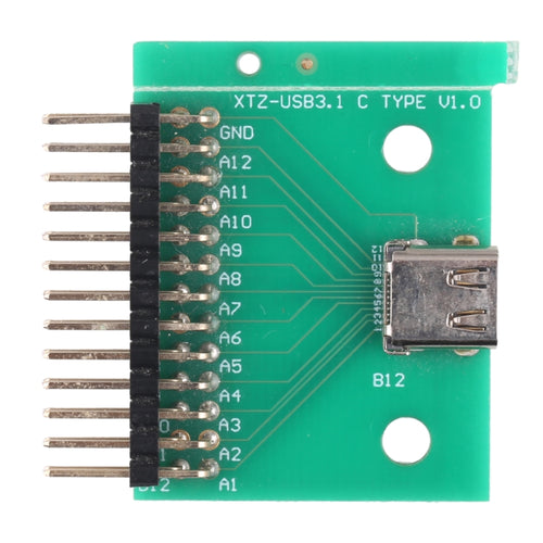 สองด้านบวกและลบประเภท C หญิงทดสอบบอร์ด USB 3.1 พร้อมขั้วต่อ PCB 24P หญิง, Type C Female