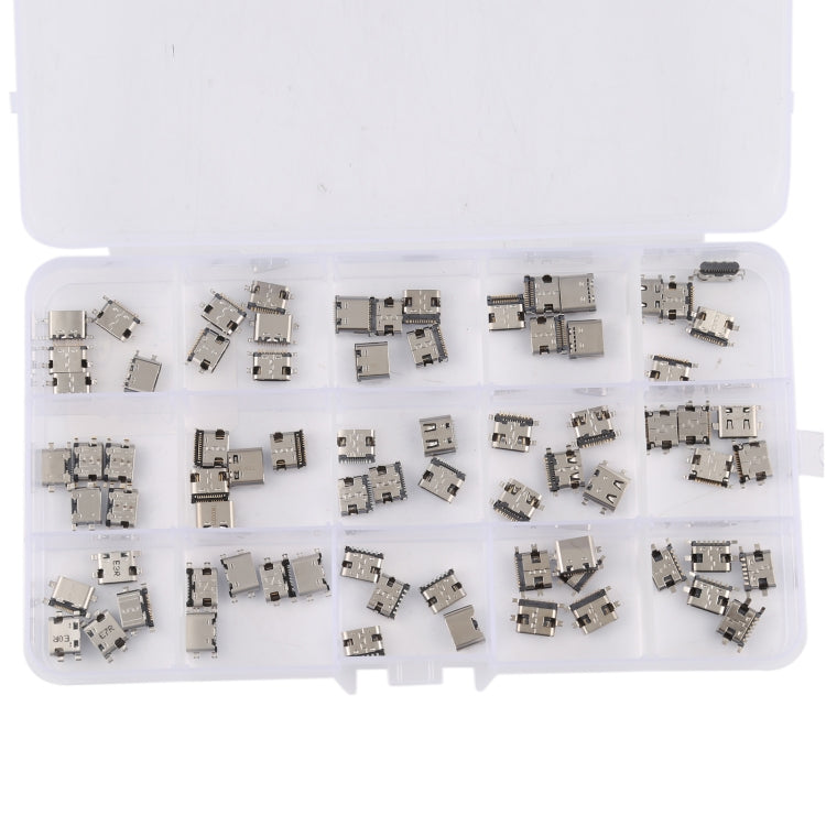 75 ชิ้น/เซ็ต USB Type C ชาร์จพอร์ตเชื่อมต่อ 6Pin / 12Pin / 16Pin / 14Pin / 24Pin สำหรับ Huawei / Samsung / Xiaomi ฯลฯ, 75 PCS/Set