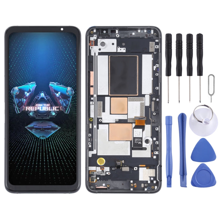หน้าจอ OLED วัสดุ LCD และชุดประกอบ Digitizer พร้อมกรอบสำหรับ Asus ROG โทรศัพท์ 5 ZS673KS, For Asus ROG Phone 5 ZS673KS
