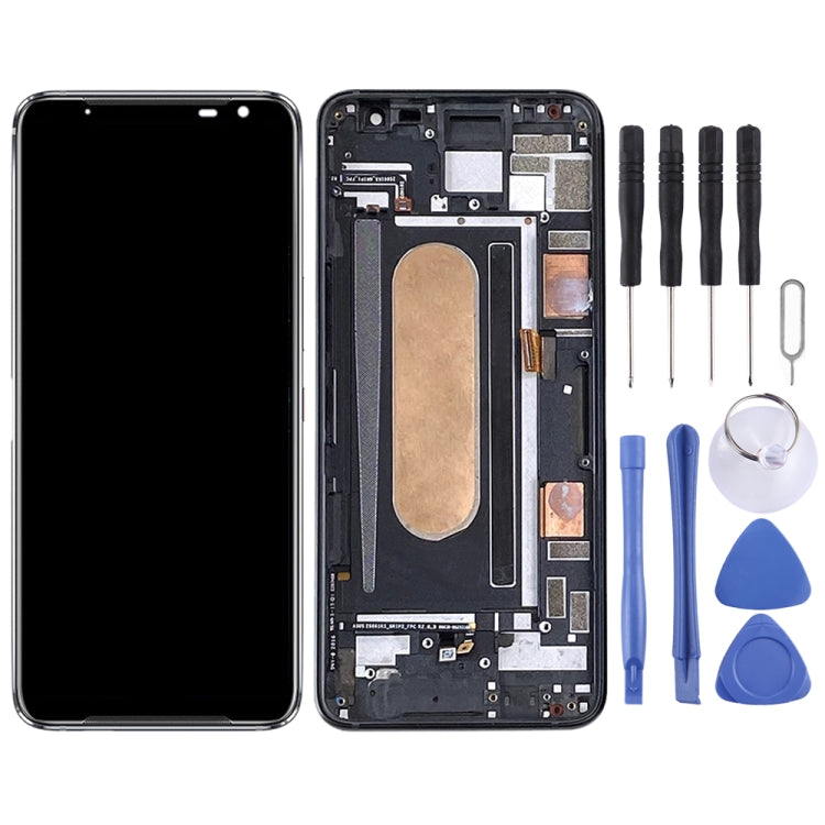 วัสดุ OLED หน้าจอ LCD และชุดประกอบ Digitizer พร้อมกรอบสำหรับ Asus ROG โทรศัพท์ 3 ZS661KS I003DD, For Asus ROG Phone 3 ZS661KS I003DD