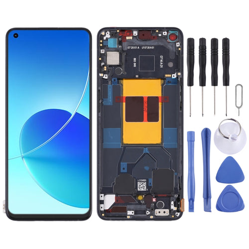 หน้าจอ LCD ต้นฉบับและชุดประกอบDigitizerพร้อมกรอบสำหรับOPPO Reno6 5G PEQM00 CPH2251, For OPPO Reno6 5G