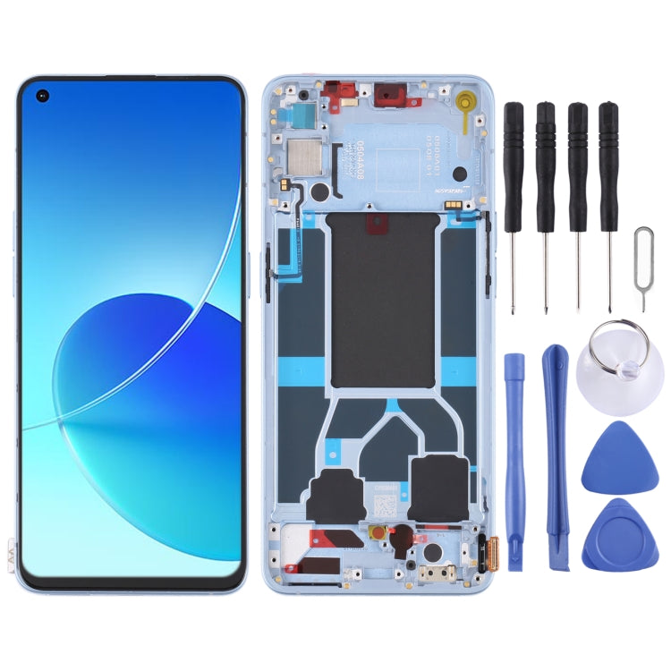 หน้าจอ LCD ต้นฉบับและชุดประกอบDigitizerพร้อมกรอบสำหรับOPPO Reno6 5G PEQM00 CPH2251, For OPPO Reno6 5G