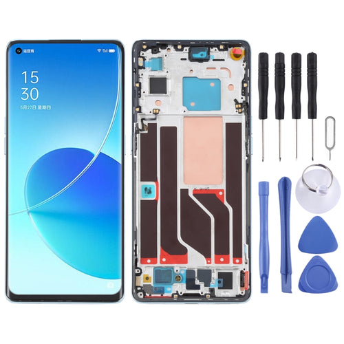 หน้าจอ LCD ต้นฉบับและชุดประกอบDigitizerพร้อมกรอบสำหรับOPPO Reno6 Pro 5G PEPM00 CPH2249, For OPPO Reno6 Pro 5G