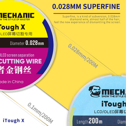 ช่าง iTough X 200M 0.04MM LCD OLED หน้าจอตัดลวด, Mechanic 0.04MM 200M