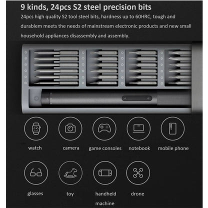 25 in 1 Original Xiaomi Mijia Electric Precision ไขควง ชุด ชาร์จแม่เหล็กอลูมิเนียม เคส, Mijia 25 in 1