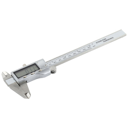 0-150 มม. LCD เครื่องวัดเส้นผ่าศูนย์กลางดิจิตอลอิเล็กทรอนิกส์ดิจิตอล Vernier Caliper, 0-150mm (Silver)