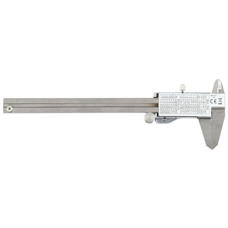 0-150 มม. LCD เครื่องวัดเส้นผ่าศูนย์กลางดิจิตอลอิเล็กทรอนิกส์ดิจิตอล Vernier Caliper, 0-150mm (Silver)