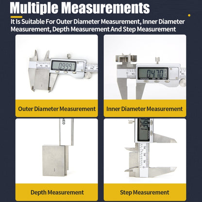 0-150 มม. LCD เครื่องวัดเส้นผ่าศูนย์กลางดิจิตอลอิเล็กทรอนิกส์ดิจิตอล Vernier Caliper, 0-150mm (Silver)