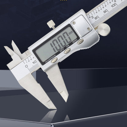0-150 มม. LCD เครื่องวัดเส้นผ่าศูนย์กลางดิจิตอลอิเล็กทรอนิกส์ดิจิตอล Vernier Caliper, 0-150mm (Silver)