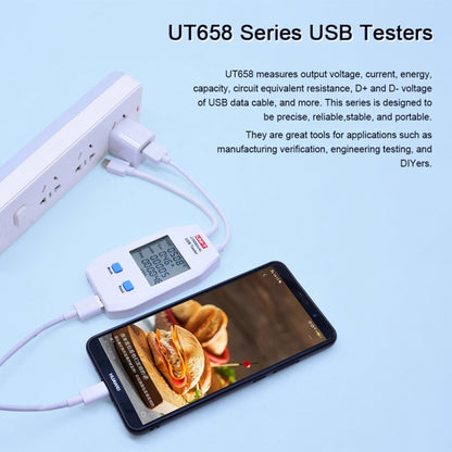 UNI-T USB โวลต์มิเตอร์แอมมิเตอร์เครื่องทดสอบ UT658DUAL, UT658DUAL