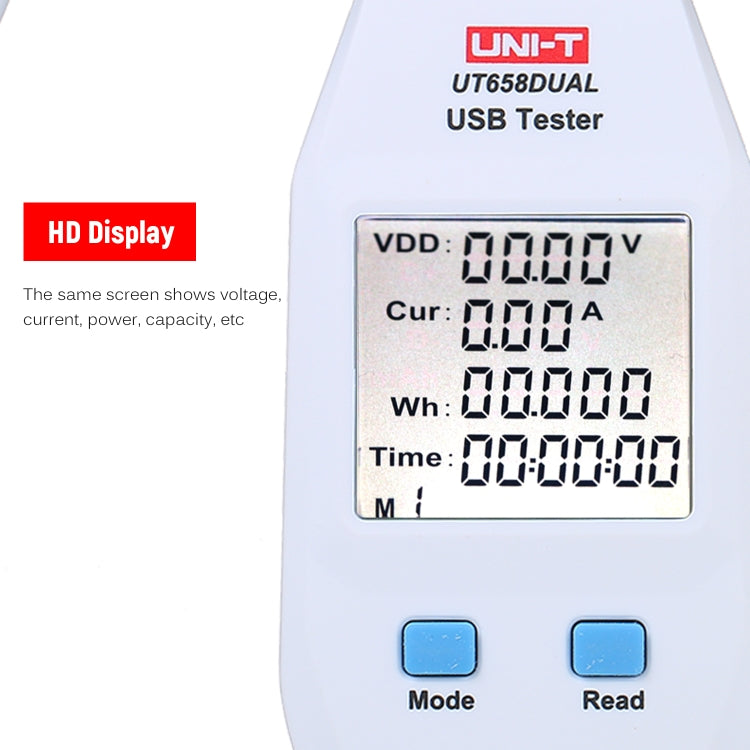 UNI-T USB โวลต์มิเตอร์แอมมิเตอร์เครื่องทดสอบ UT658DUAL, UT658DUAL