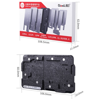 Qianli 10 ใน 1 แพลตฟอร์ม Reballing กรอบกลางสำหรับ iPhone X / XS / XS Max / 11 / 11 Pro / 11 Pro Max / 12 / 12 Pro / 12 mini / 12 Pro Max, For iPhone X-12 Pro Max